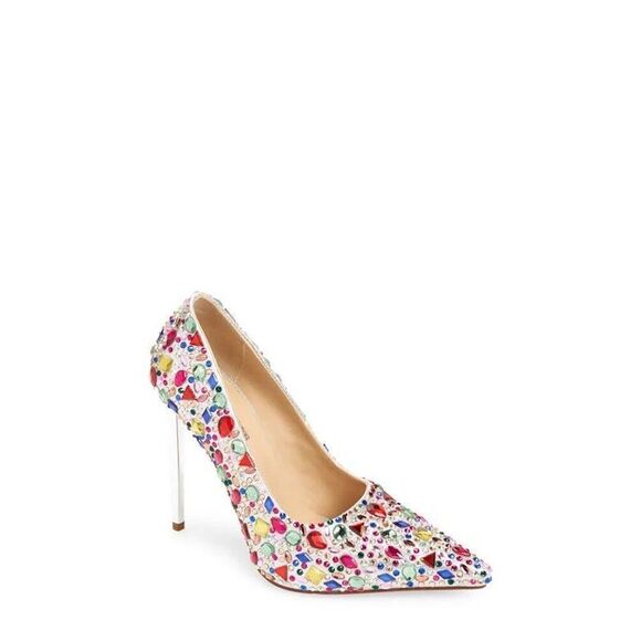 AZALEA WANG Juarez Pointed Toe Pump in Multi Color Size 6 Prom Wedding Gems - Picture 1 of 7